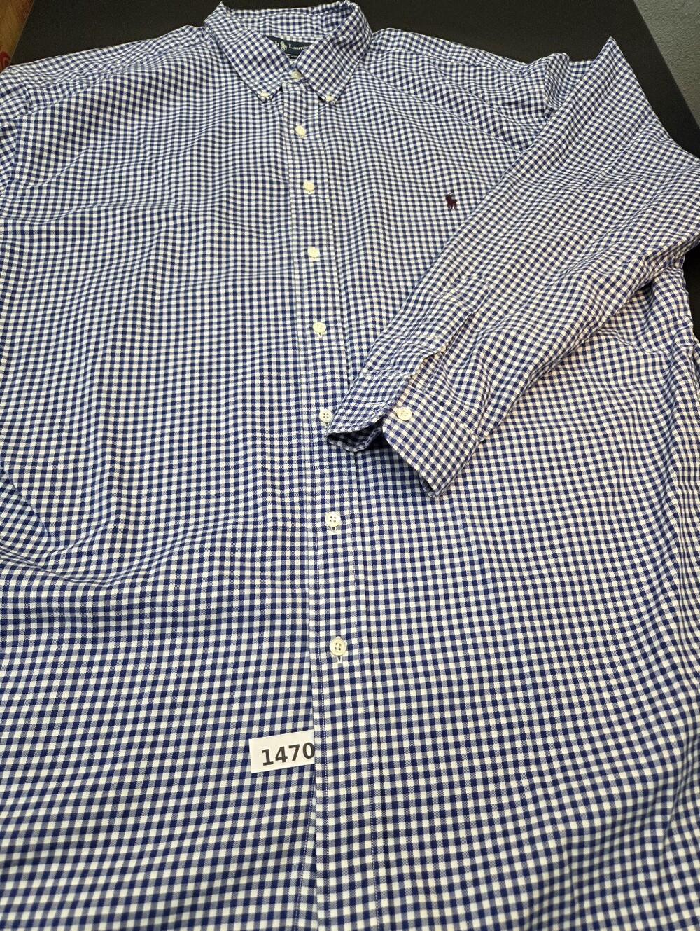 Ralph Lauren Classic Fit Button Down Shirt 2XLT Tall Blue White Gingham #1470
